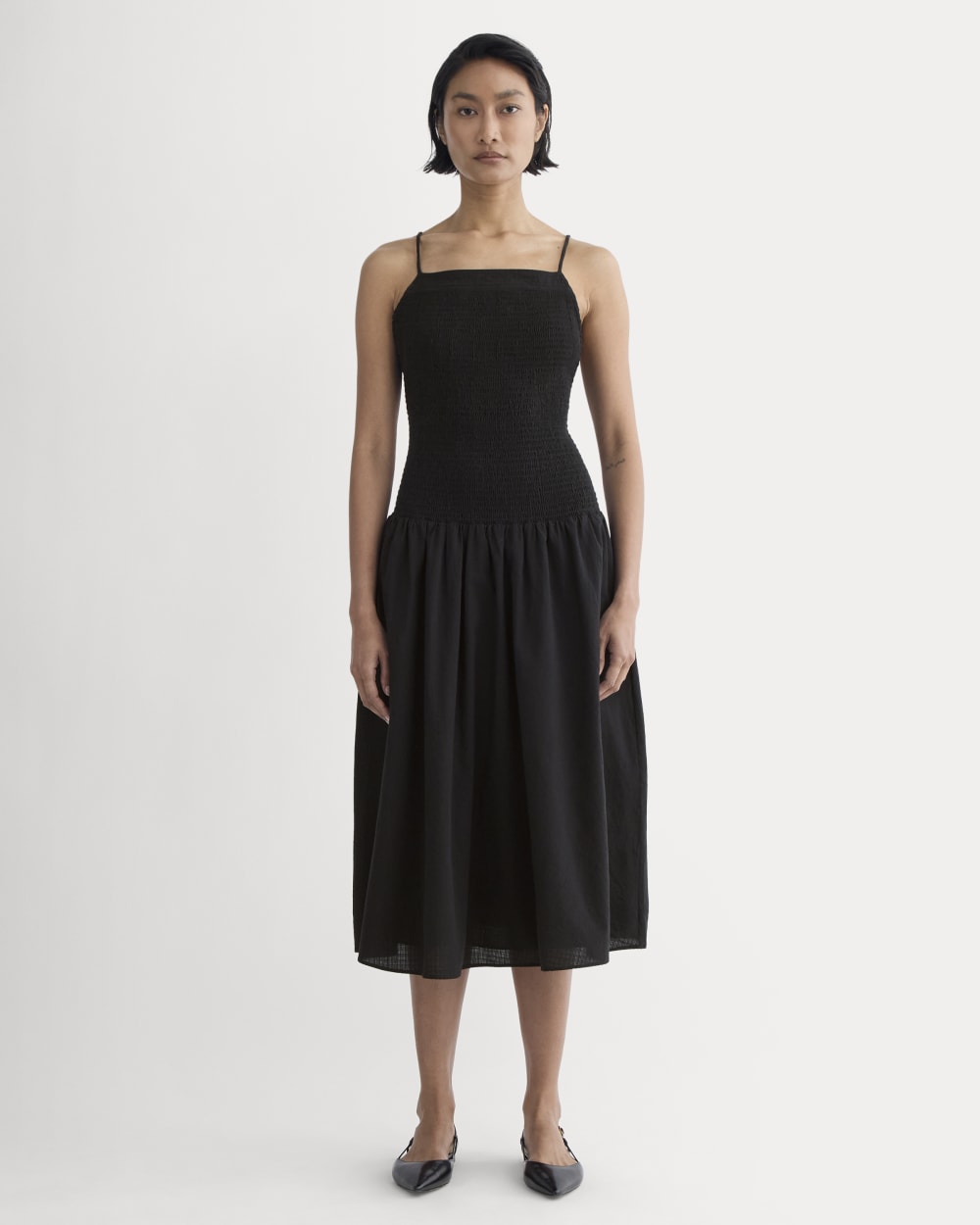 womens-gauze-open-back-dress-black | primary