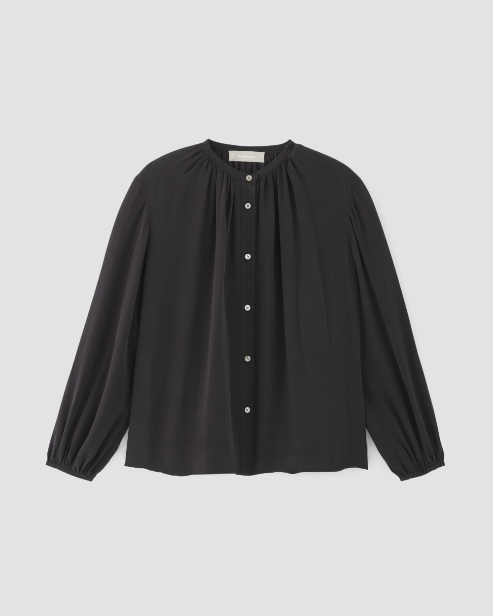 womens-clean-silk-shirred-blouse-black | alt