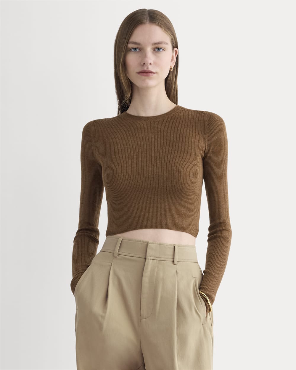 womens-cropped-crew-top-ultrafine-merino-heathered-toffee | primary