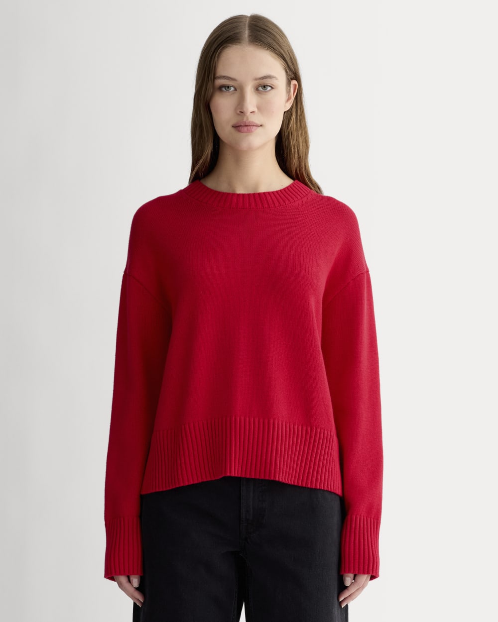 womens-organic-cotton-crew-sweater-classic-red | primary