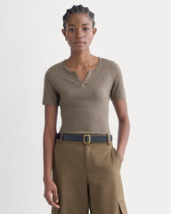 womens-shimmy-v-neck-top-taupe | primary