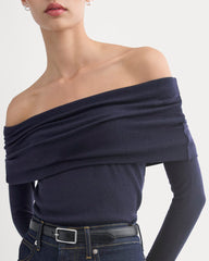 womens-off-shoulder-top-butterluxe-deep-navy