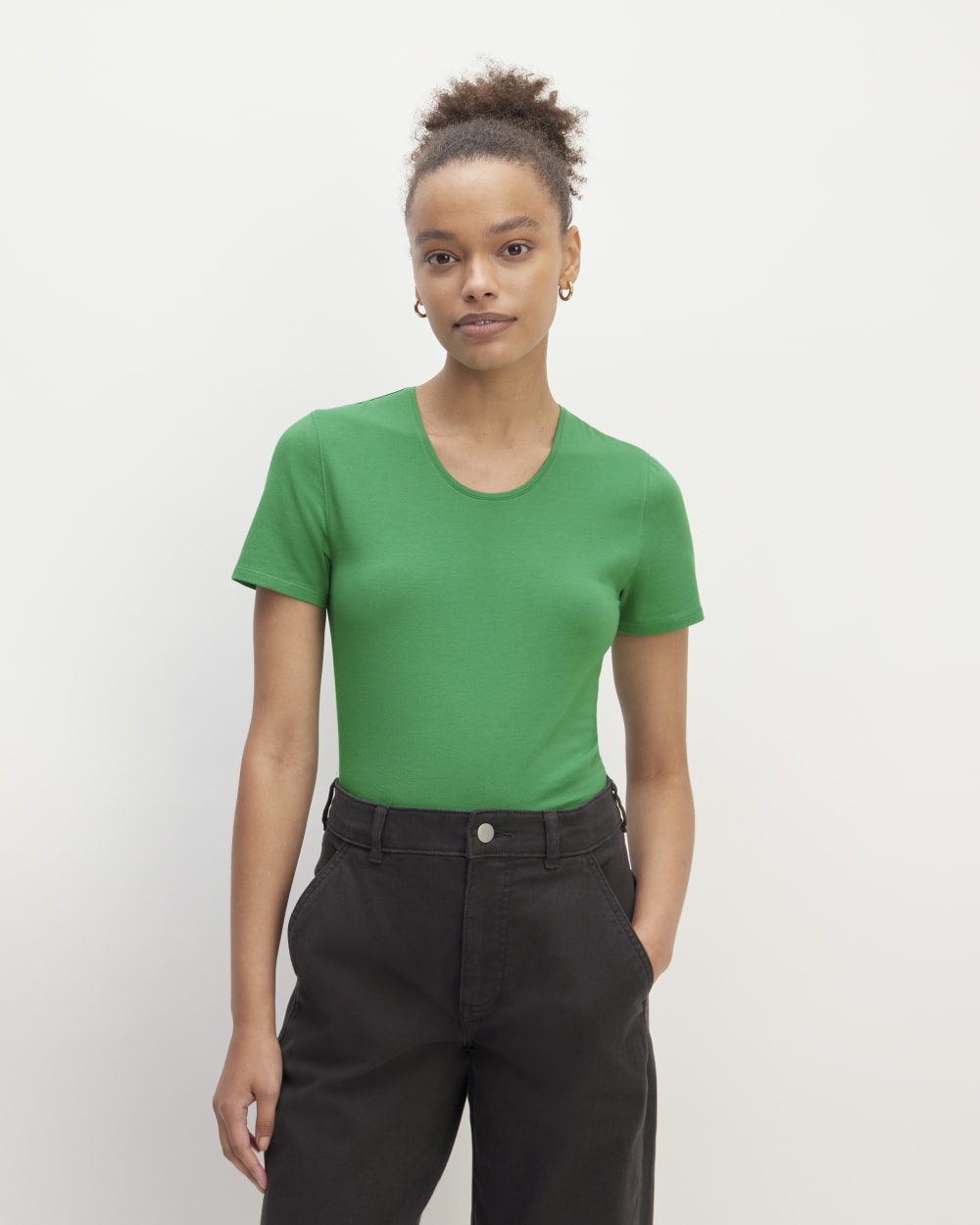 womens-supima-stretch-crew-neck-tee-grass-green | primary
