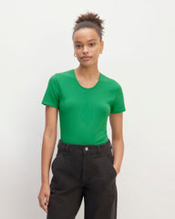 womens-supima-stretch-crew-neck-tee-grass-green | primary
